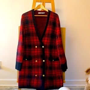 Zara Plaid coat cardigan